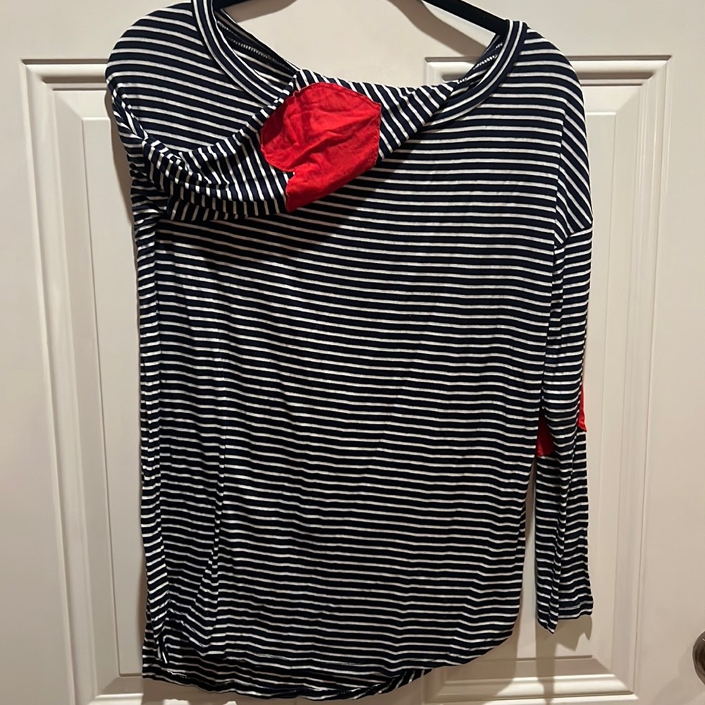 Striped long sleeve with hearts on elbows